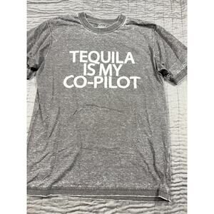 Blue 84 Tequila Is My Co-Pilot T-Shirt Heathered Gray Men's Size Medium New
